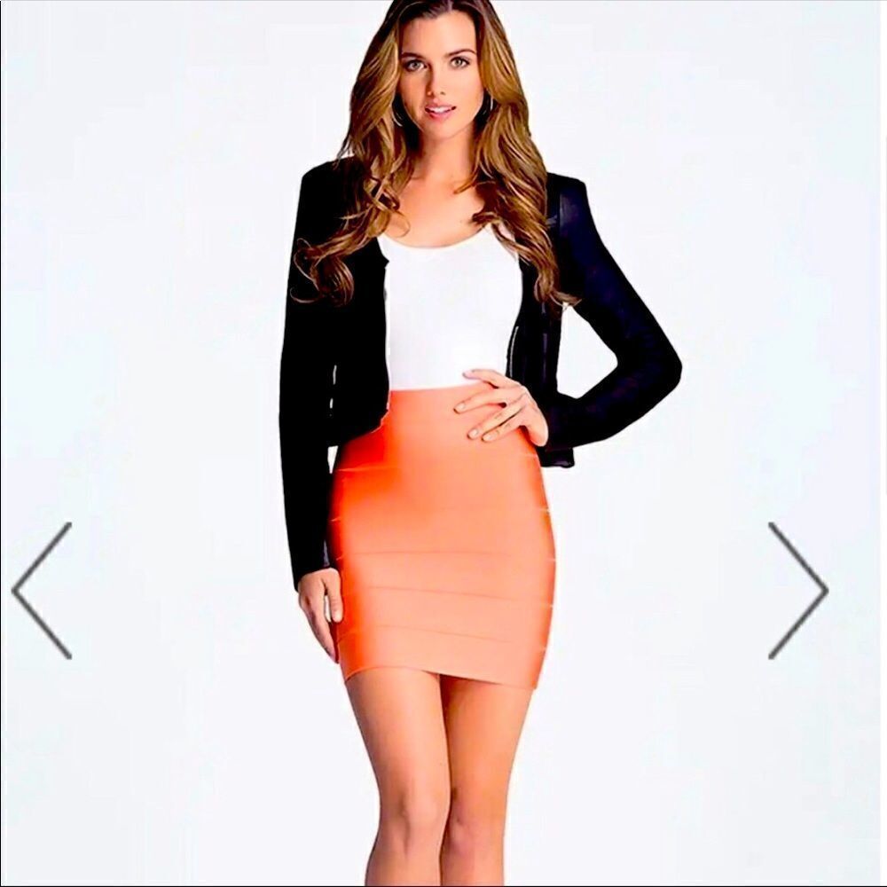 BeBe Peach Shimmer Thick Bodycon Skirt